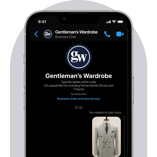 Gentleman's Wardrobe chat interface on mobile